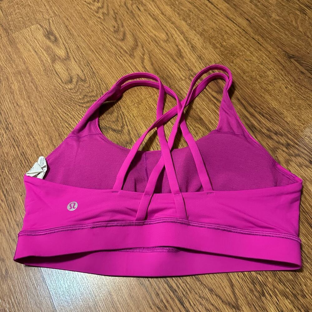 Lululemon magenta pink Crossback padded sports bra size 10 yoga running straps - Picture 2 of 6